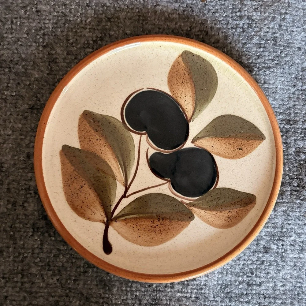 Vintage Waechtersbach Dessert Plates Set Of 8‎ Plum Leaf West Germany 7.5